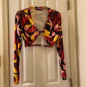 Bohoo Colorful print crop top